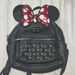 Loungefly Minnie Mouse Classic Bow Quilted Texture Ear Mini Backpack